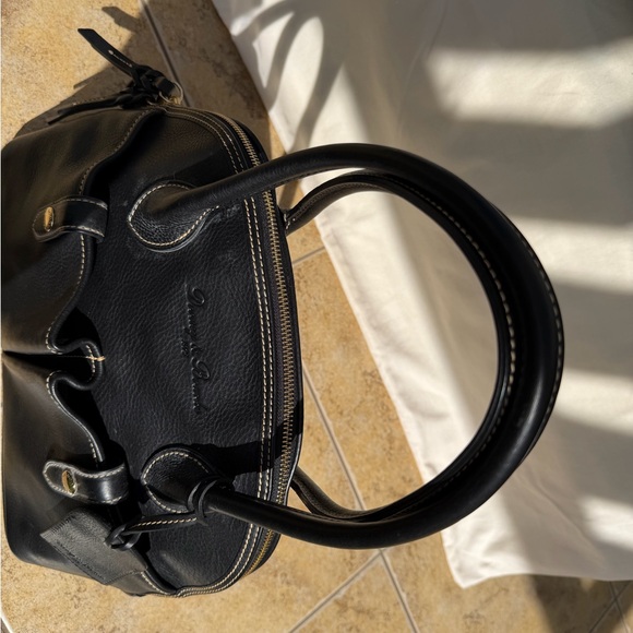 RARE Dooney & Bourke BLACK Florentine Vacchetta Leather Domed Satchel HANDBAG - Picture 4 of 11